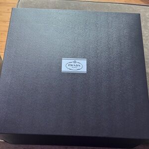 Prada Navy Textured Gift Box with Logo Plaque with tissue and ribbon